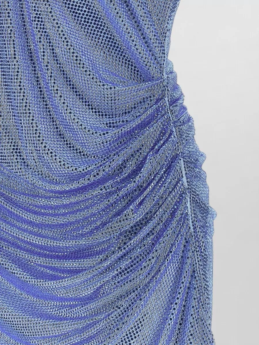 Giuseppe Di Morabito Crystal-Embellished Asymmetric Draped Feather-Trim Mini Dress