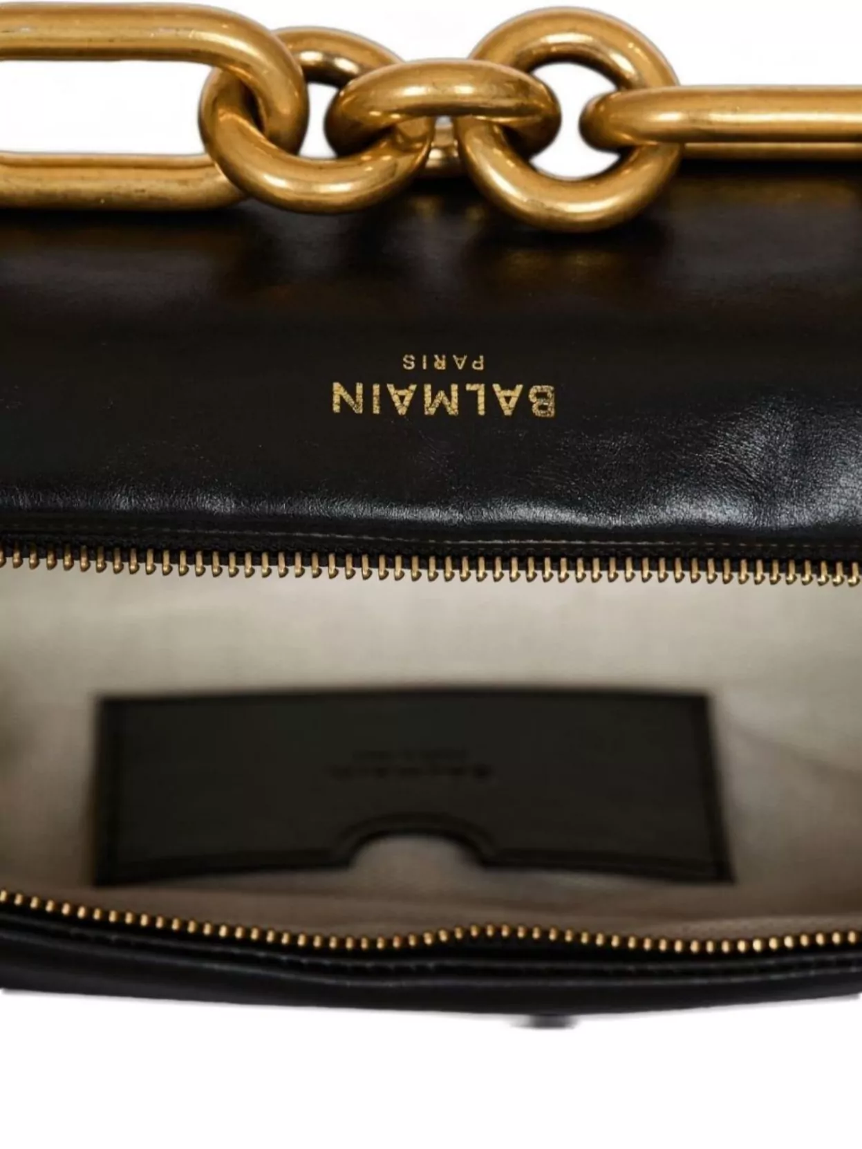 Balmain Medium Leather Shoulder Bag With Chain Strap