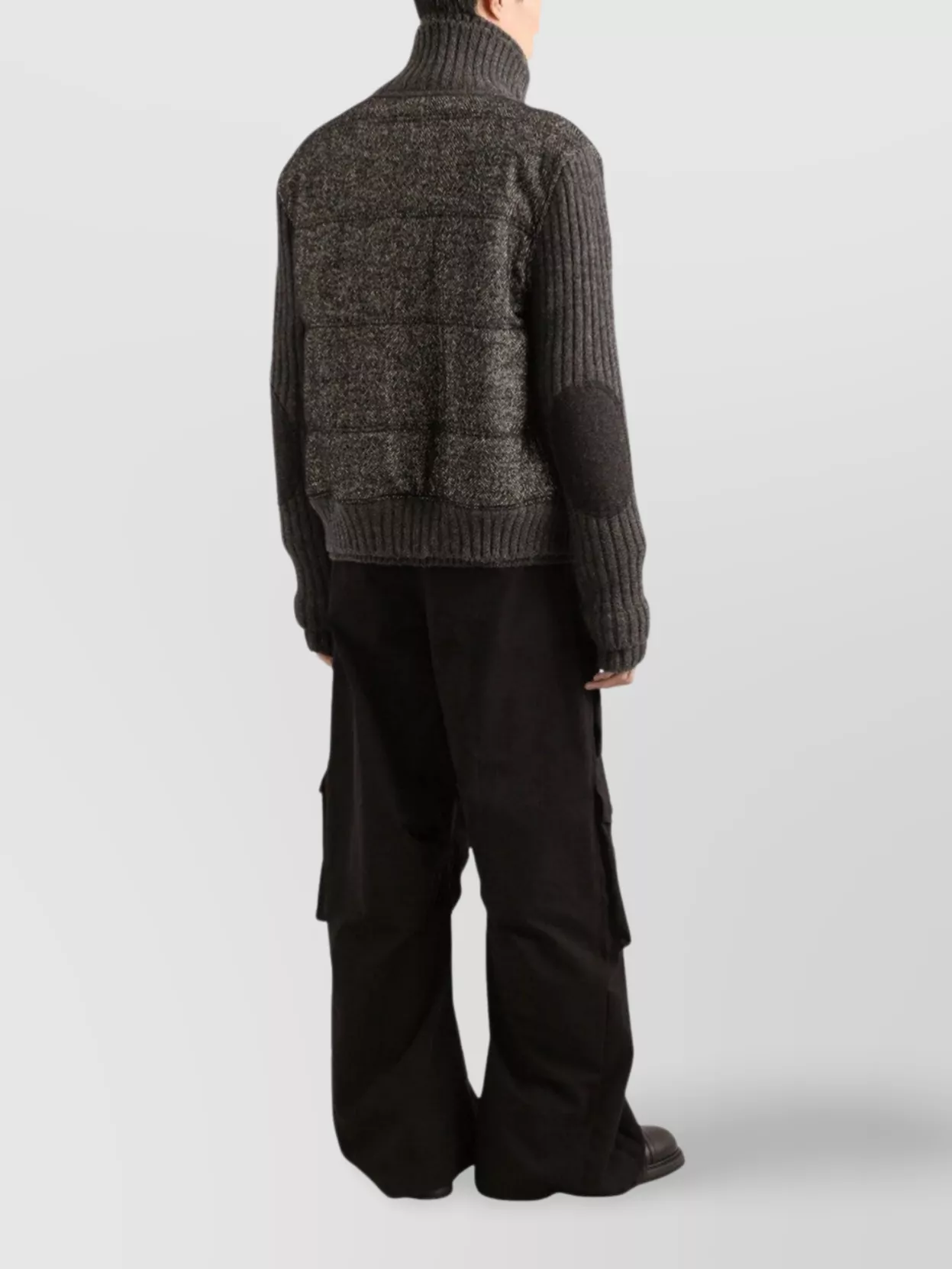 Dolce & Gabbana Herringbone-pattern Ribbed-knit Bomber Jacket In Black