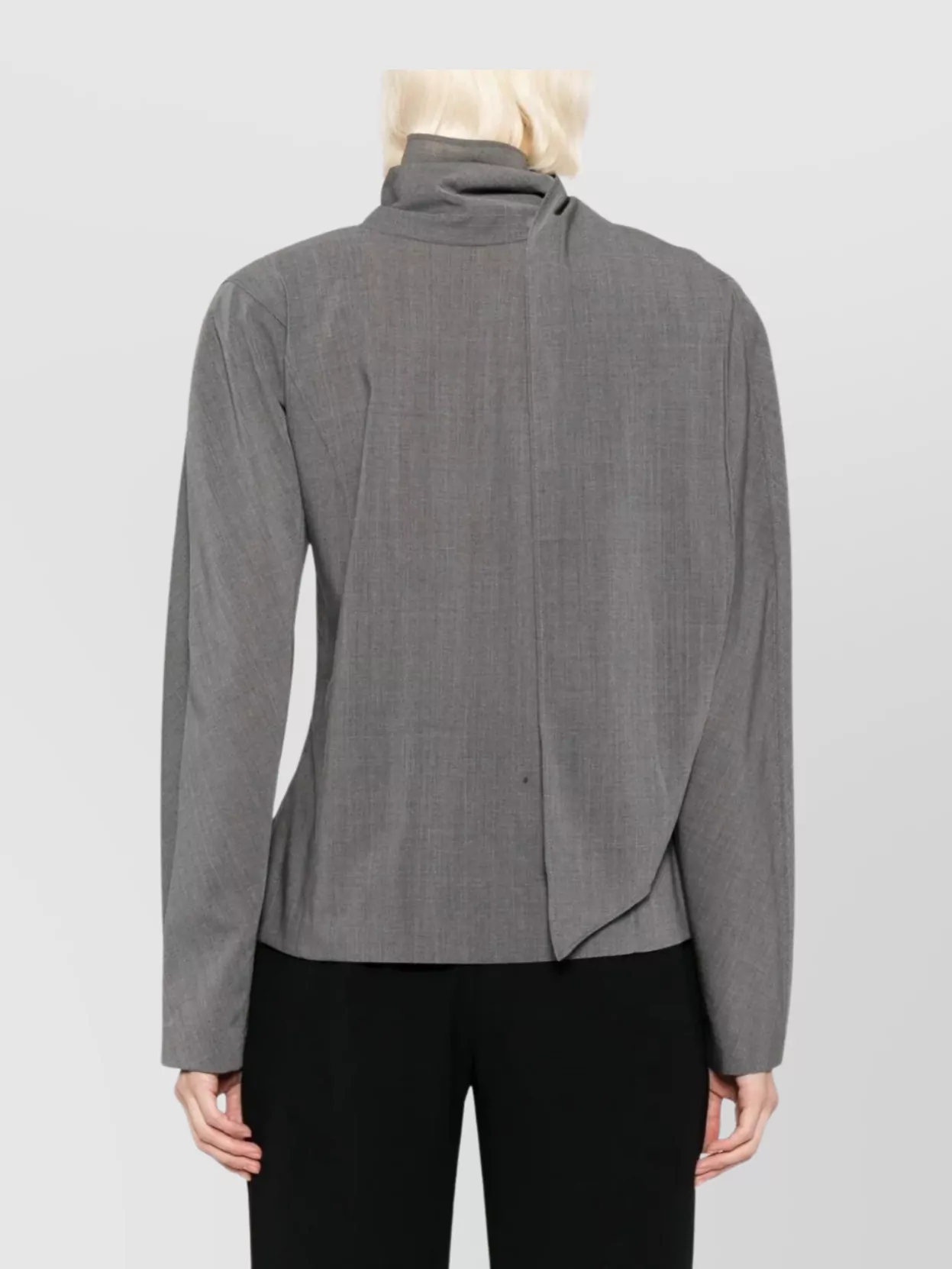 Jacquemus Draped V-neck Long Sleeve Blouse In Gray