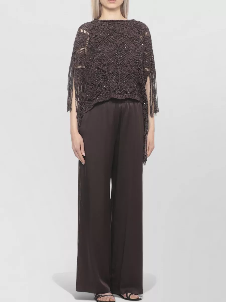 Antonelli Firenze Sequined Cutout Short-Sleeve Blouse