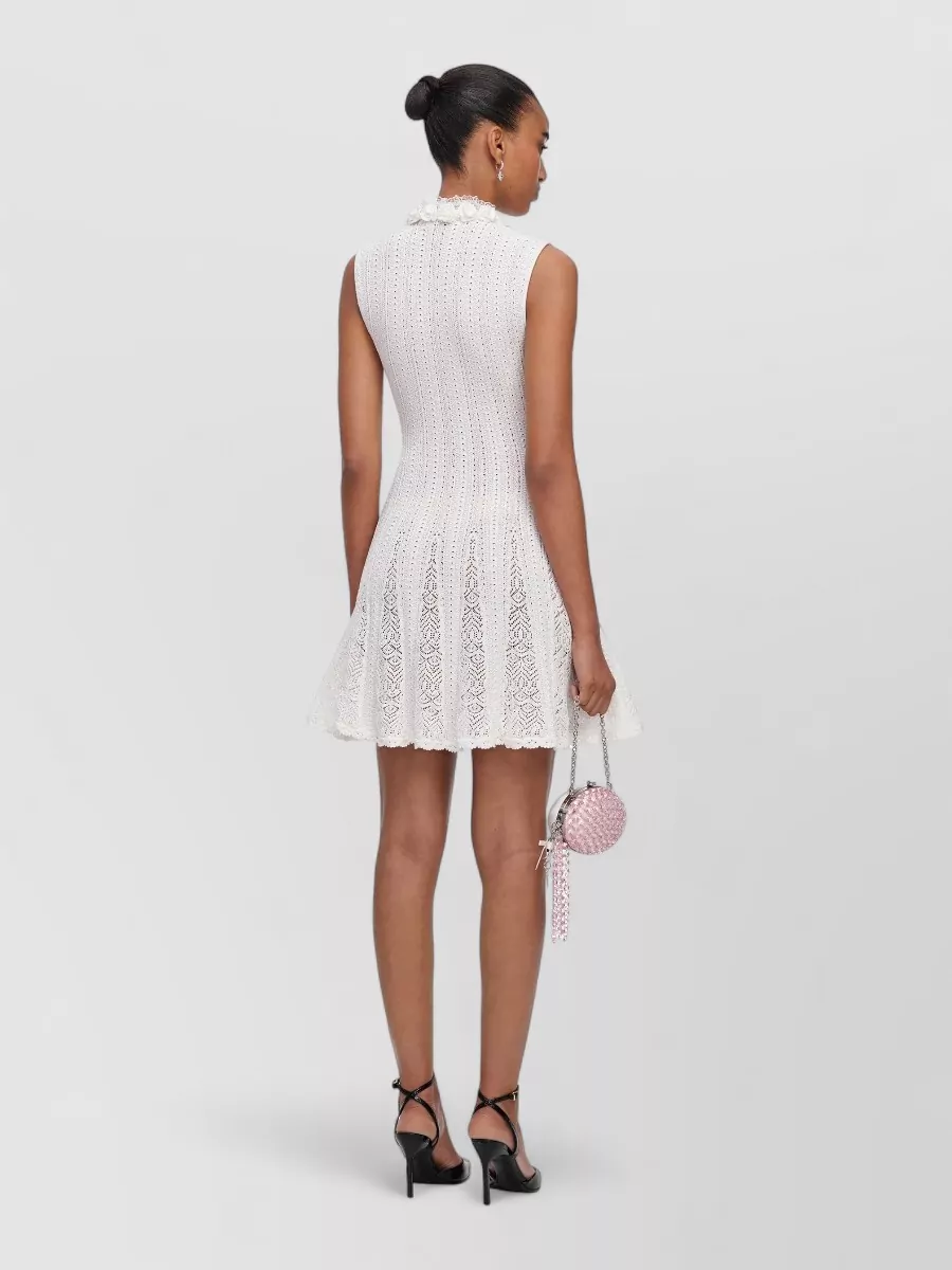 Self-Portrait Cotton Floral-Trim Mini Dress