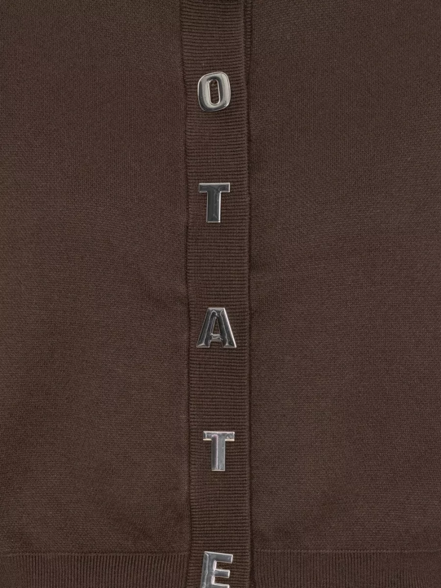 Rotate Ribbed Logo Button Cardigan