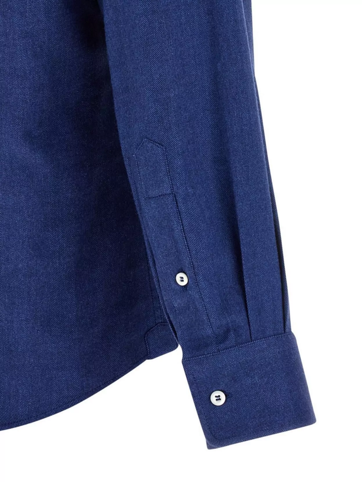 Brunello Cucinelli Tailored Herringbone Shirt Collar Button-down In Blue