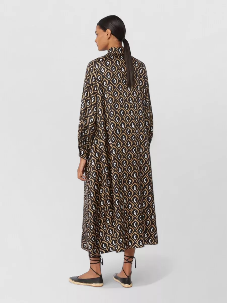 Max Mara Silk Printed Shirt Midi Dress