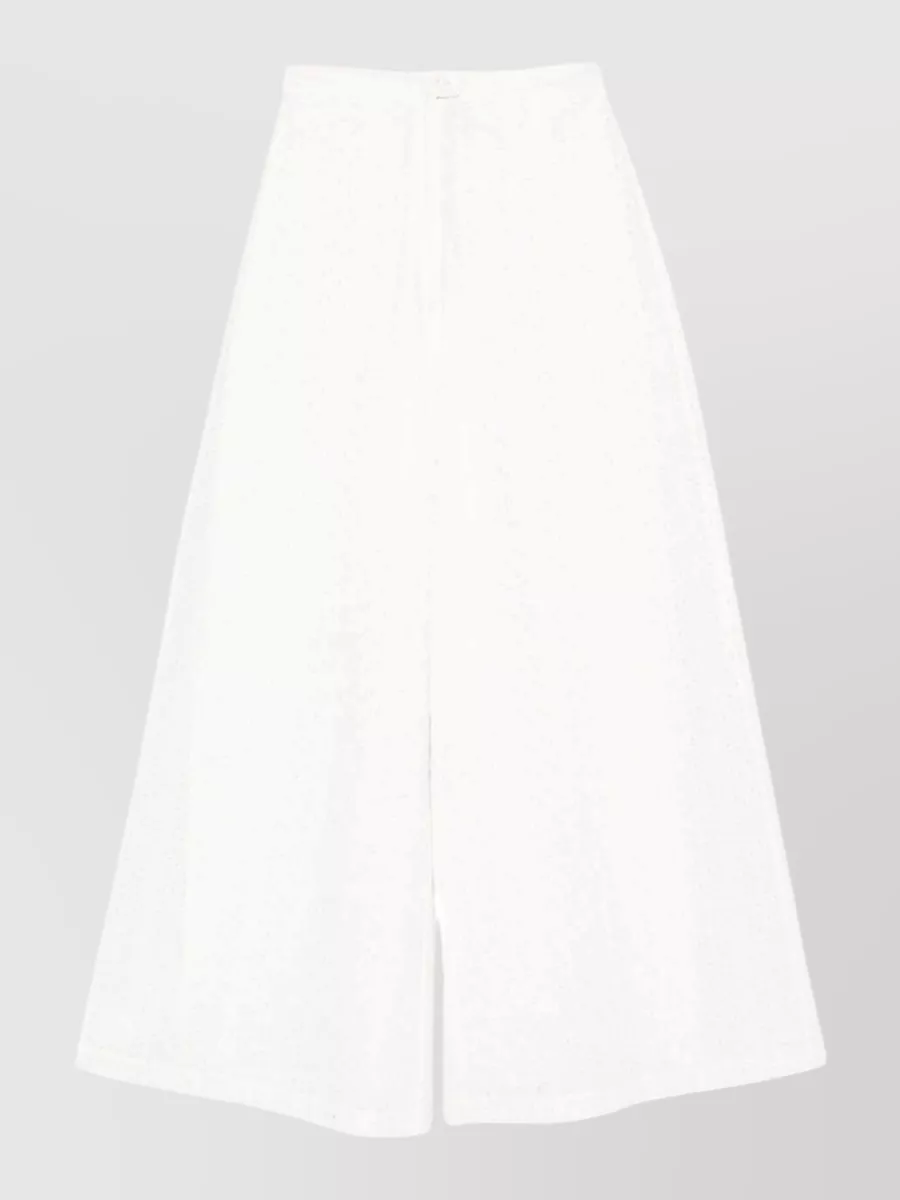 Forte Forte embroidered high-rise wide-leg cropped cotton trousers