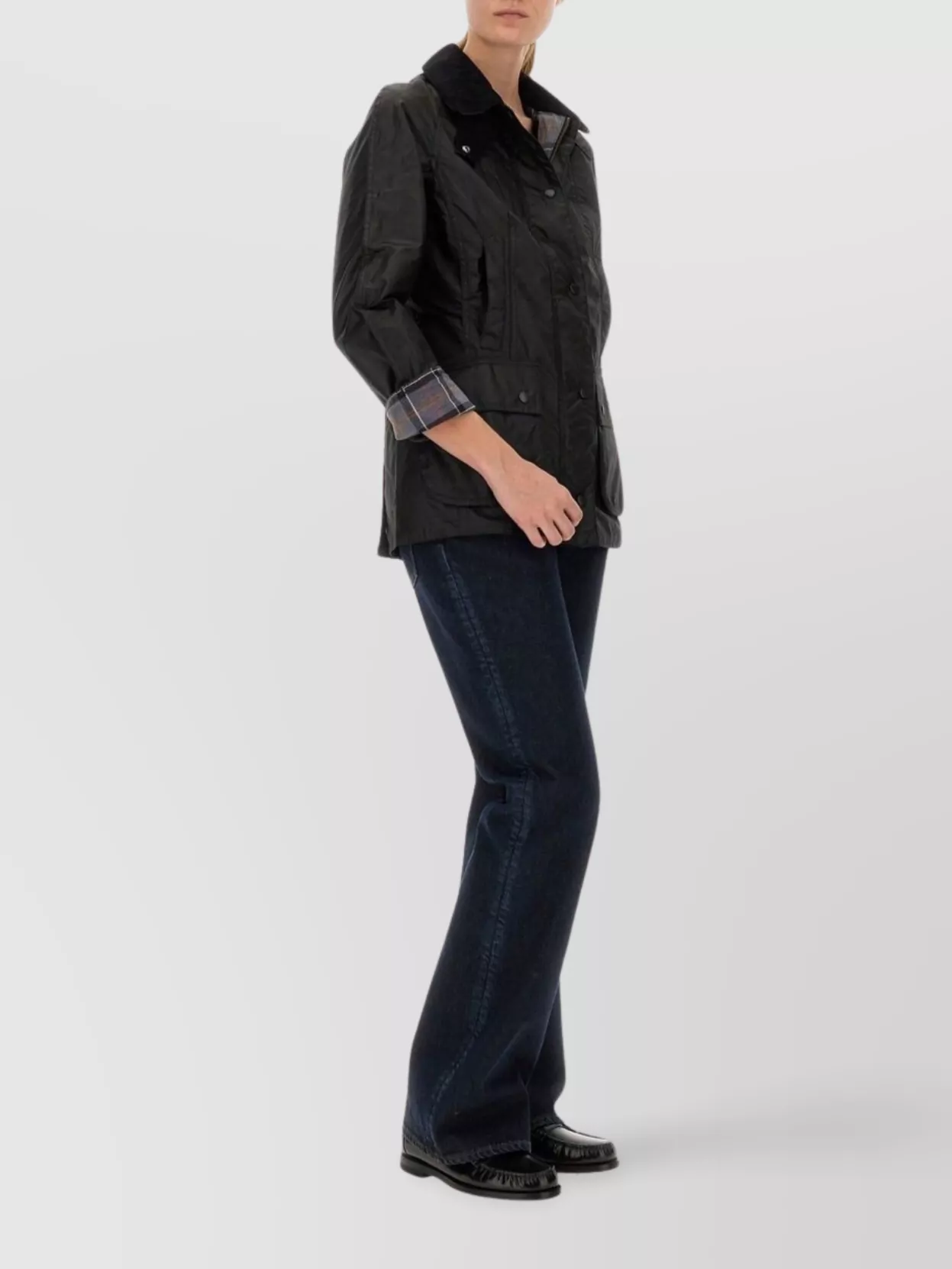 Barbour Collared Long Sleeve Coat With Flap Pockets