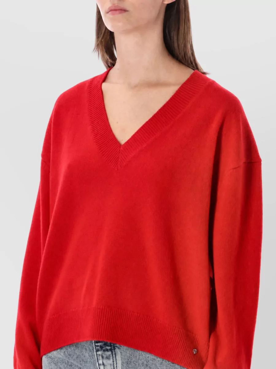 Anine Bing Cashmere Ribbed Relaxed-Fit V-Neck Sweater