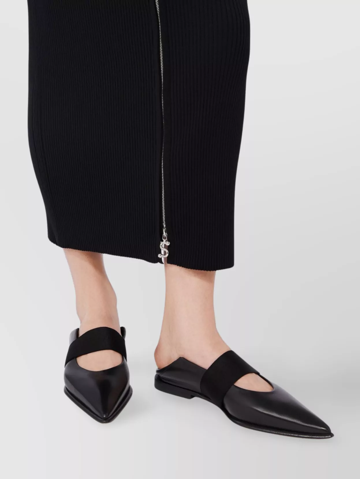 Sportmax Ribbed High Waist Midi Skirt With Slit