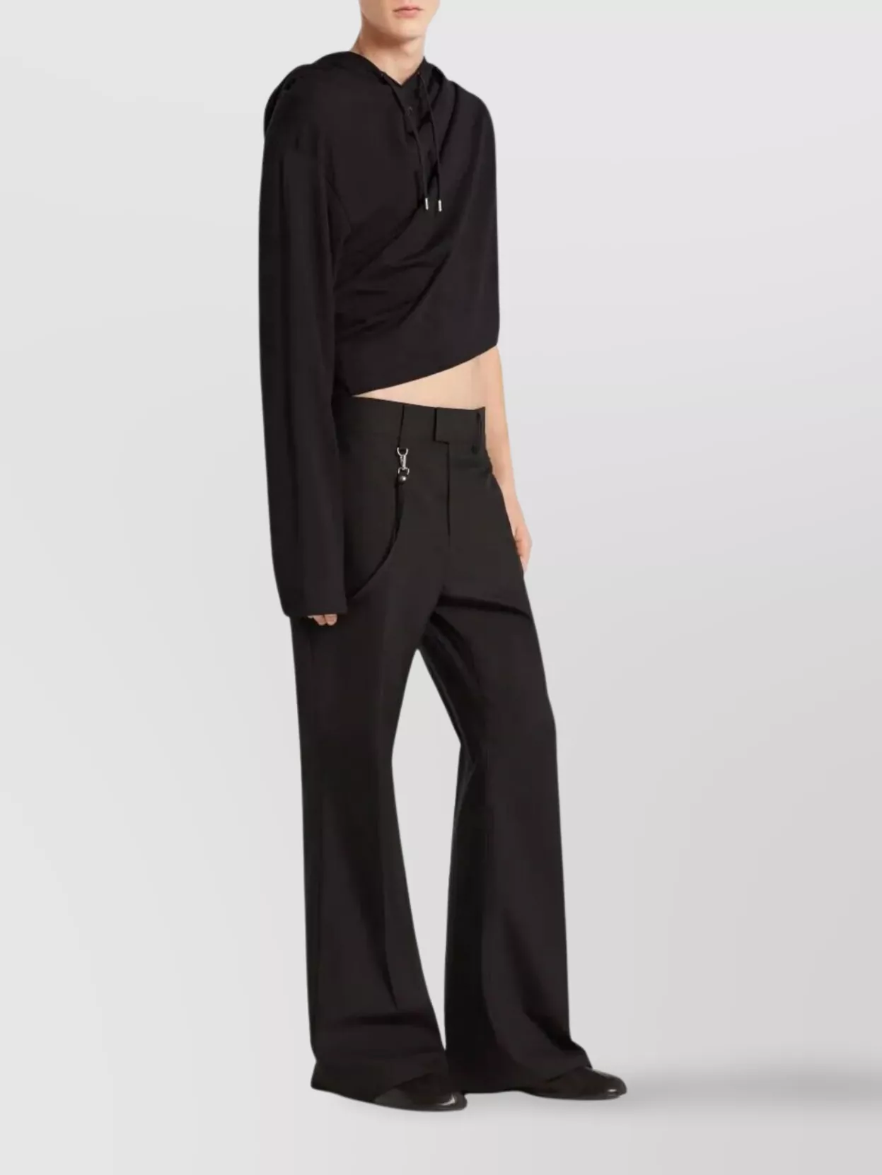 Courrèges Asymmetric Hooded Long Sleeve T-shirt In Black