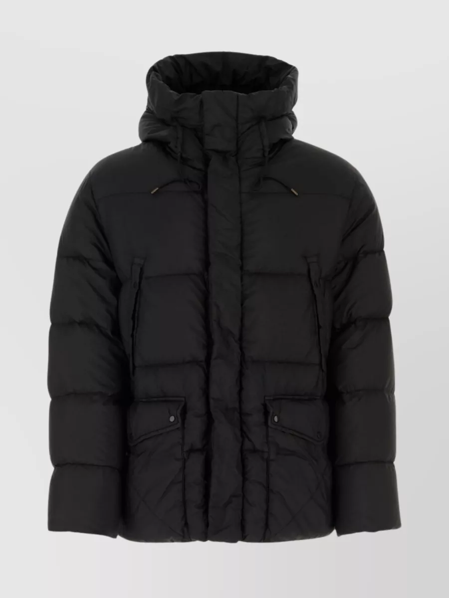 Shop Ten C Nylon Grays Quilted Down Jacket In Black