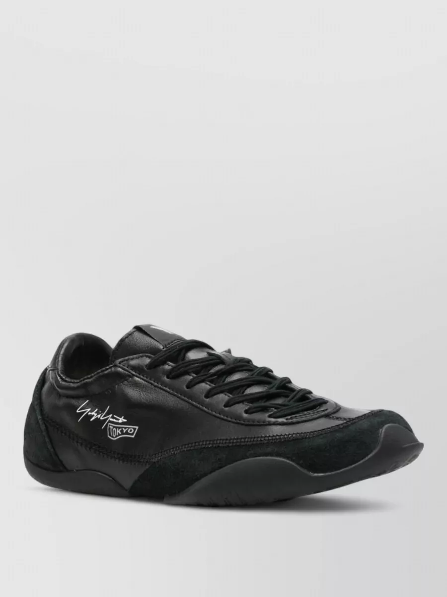 Y-3 Leather Panelled Logo-Print Lace-Up Sneakers
