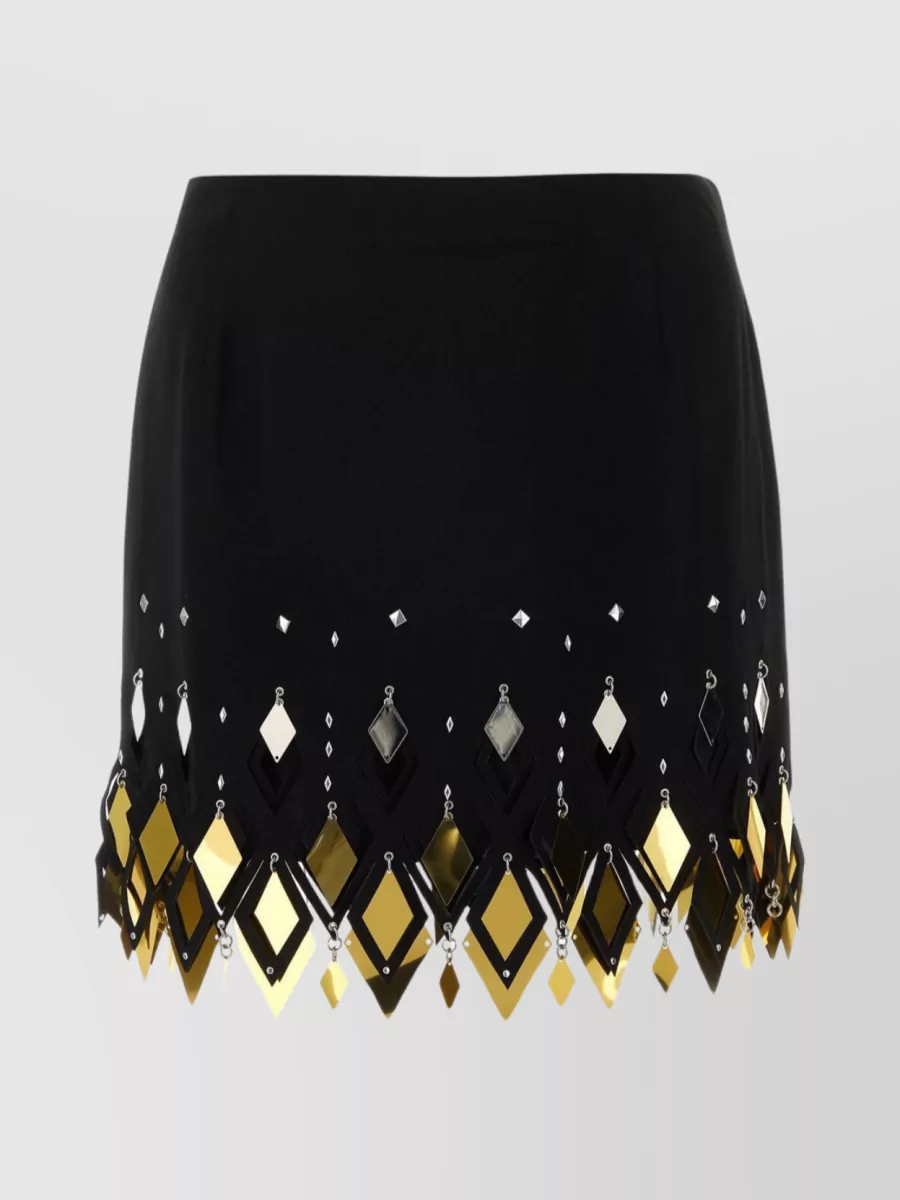Shop Rabanne Mini Skirt With Sequins And Studs In Black