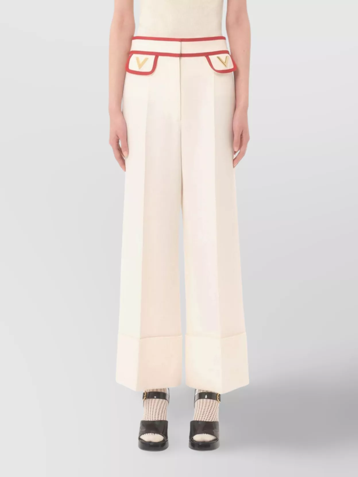 Valentino Garavani Gold v trousers wide leg | The Fashion Square