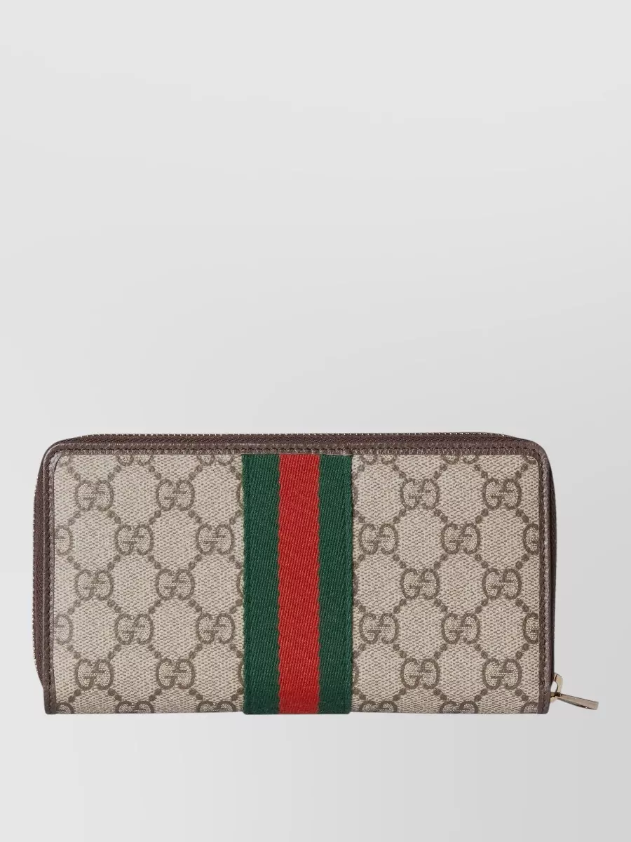 Gucci Signature Stripe Small Leather Zip Cardholder