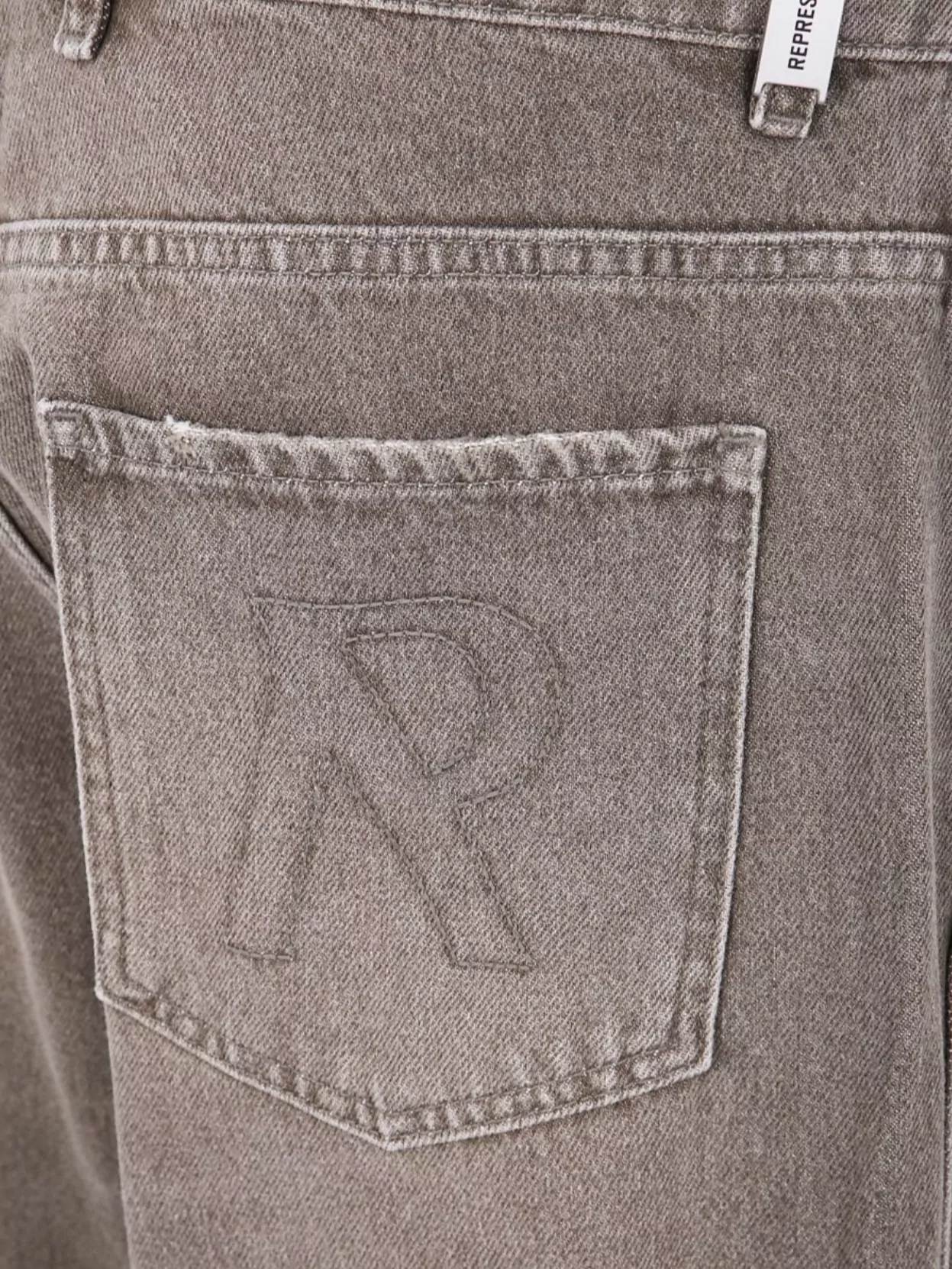 Represent Casual Baggy Denim Trousers Embroidered Detail In Gray