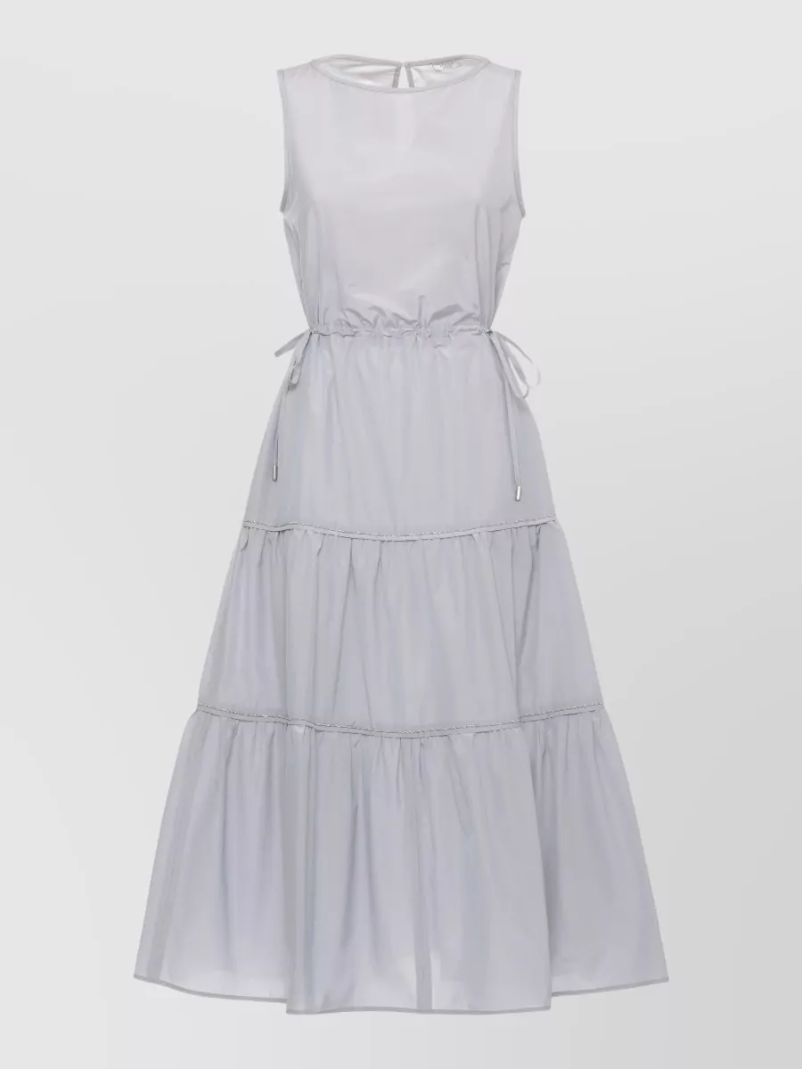 Peserico Sleeveless Drawstring Waist Ruffled Midi Dress