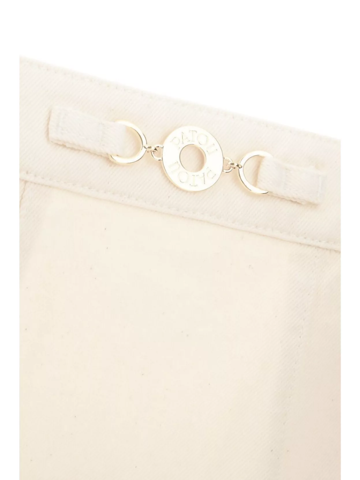 Patou Pleated Denim Mini Skirt With Gold Hardware In White