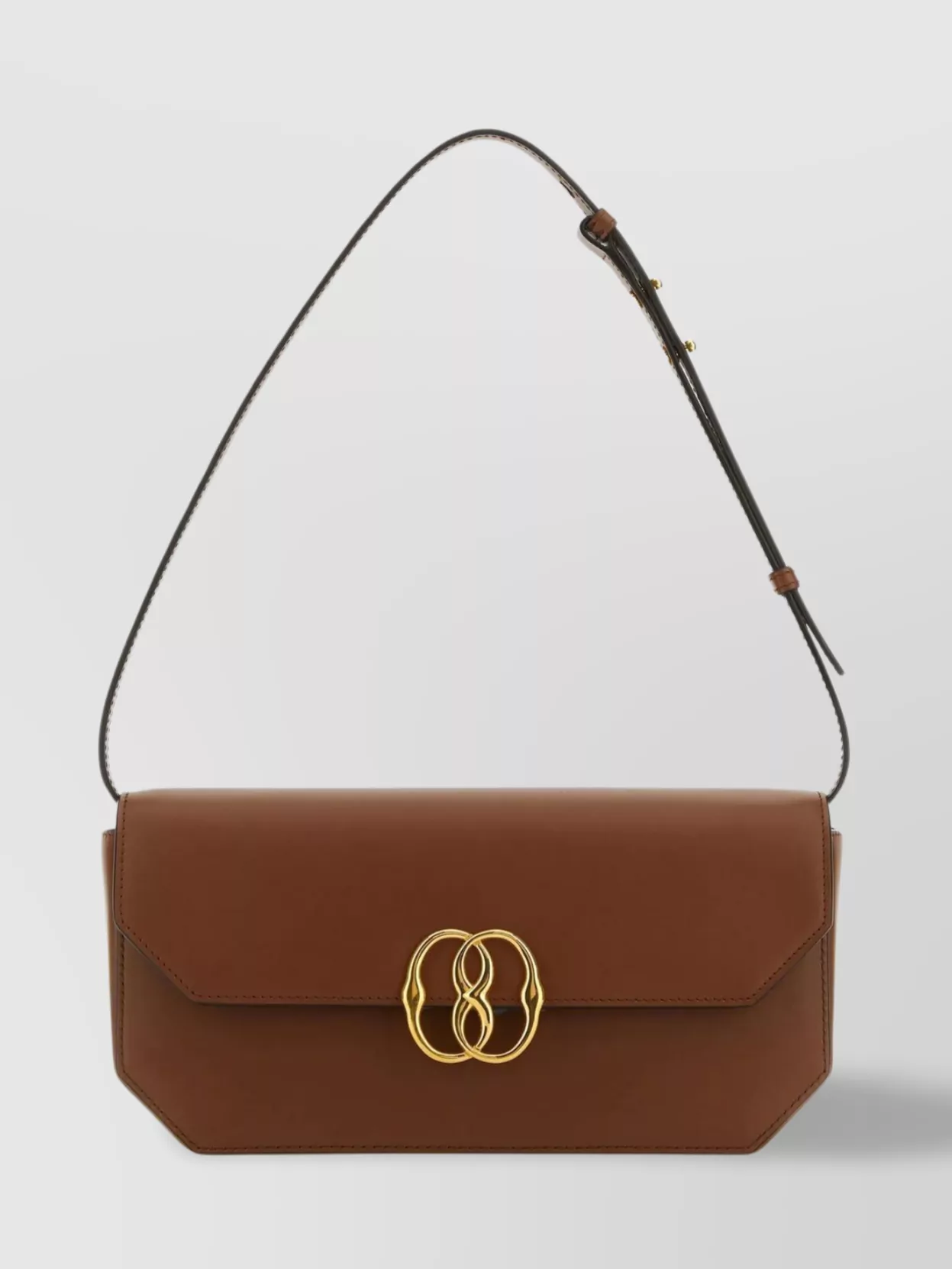 Shop Bally Emblem Leather Shoulder Bag In Brown