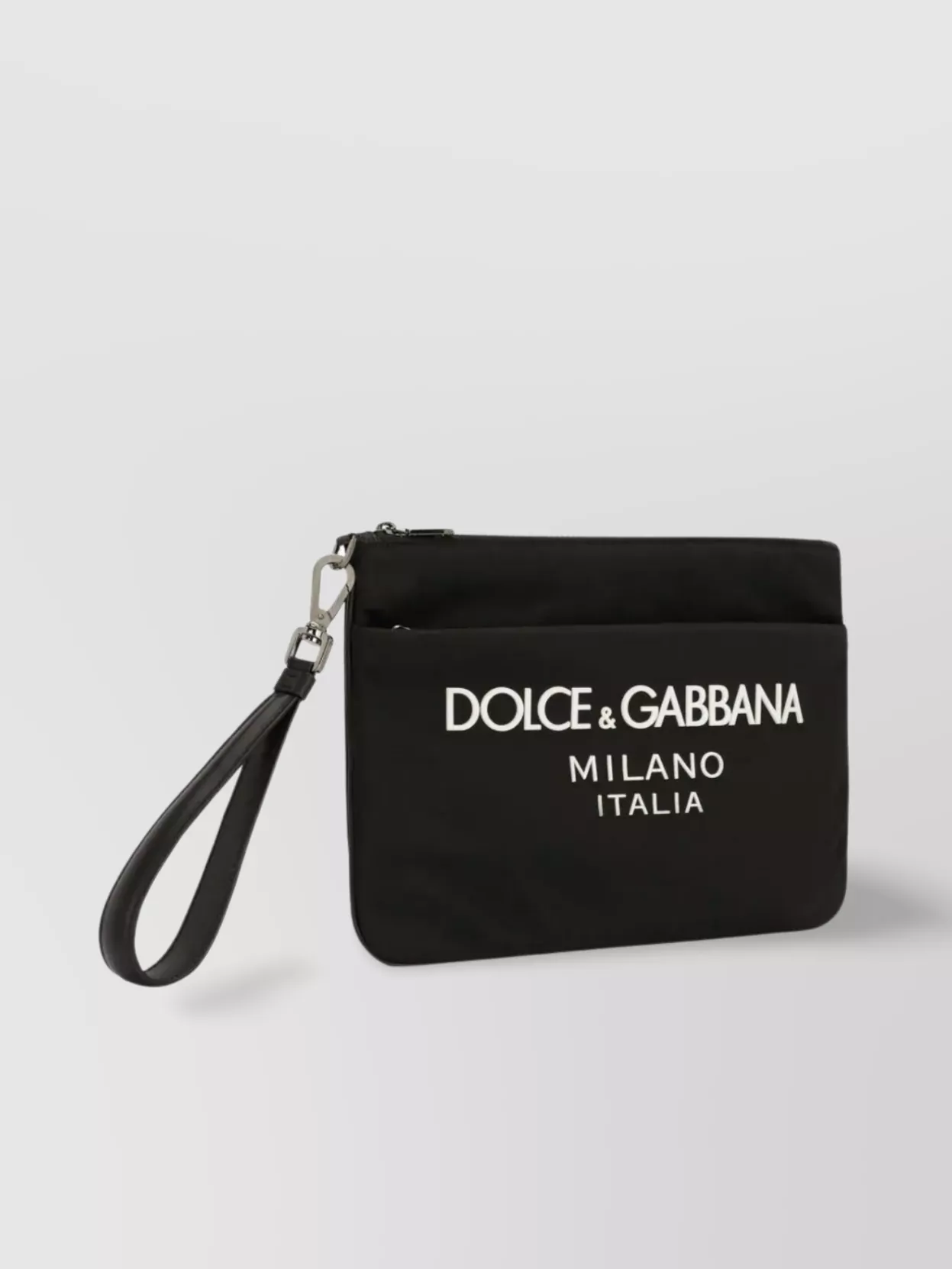 Shop Dolce & Gabbana Logo Rubberized Nylon Clutch In Black