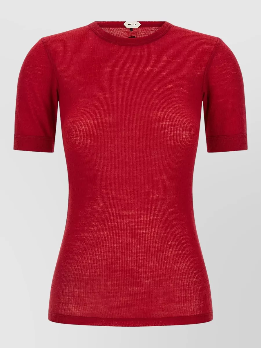 Versace virgin wool ribbed slim-fit short-sleeve crewneck t-shirt