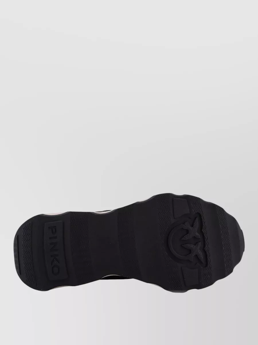 Pinko Low Sneakers Contrast Sole Embroidered Mesh Panels