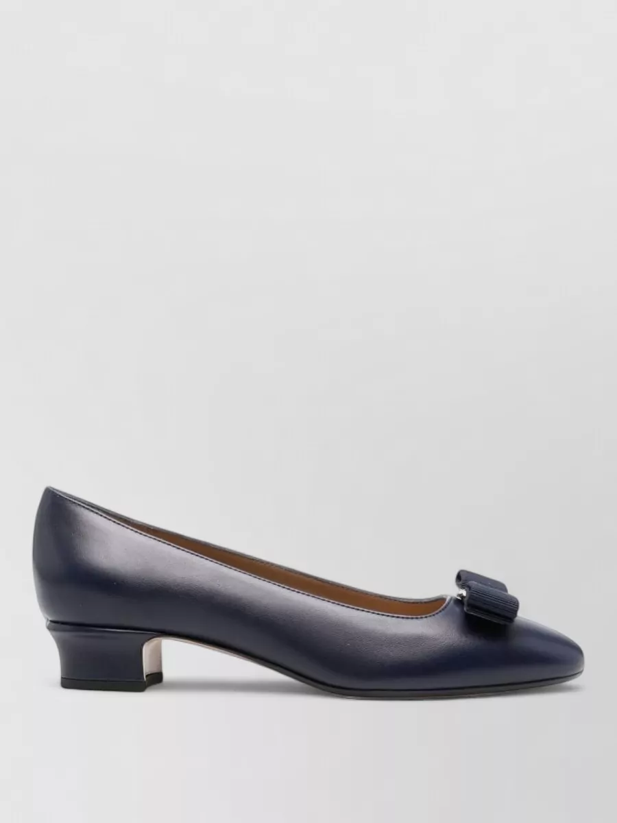 Ferragamo Leather Block Heel Pumps