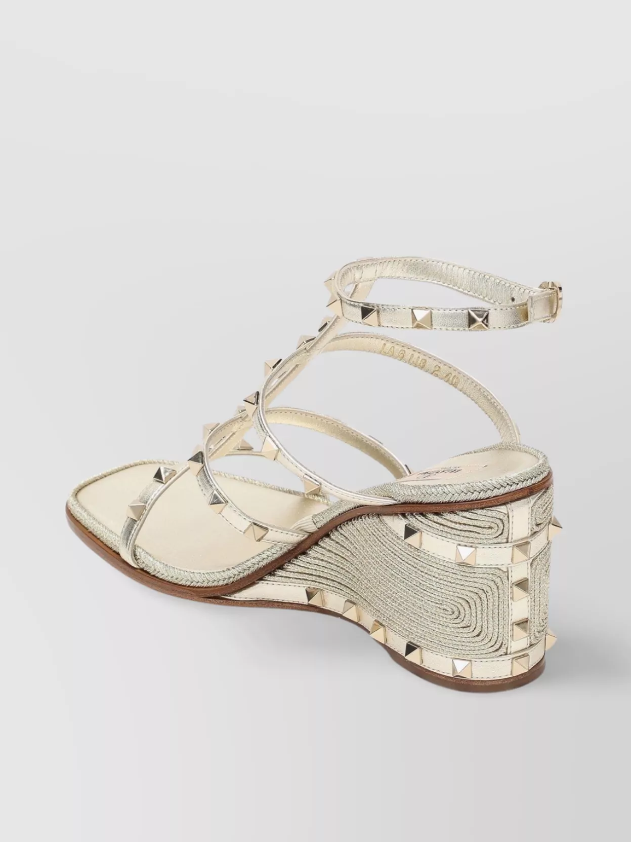 Valentino Rockstud Wedge Sandals In Platinum Color