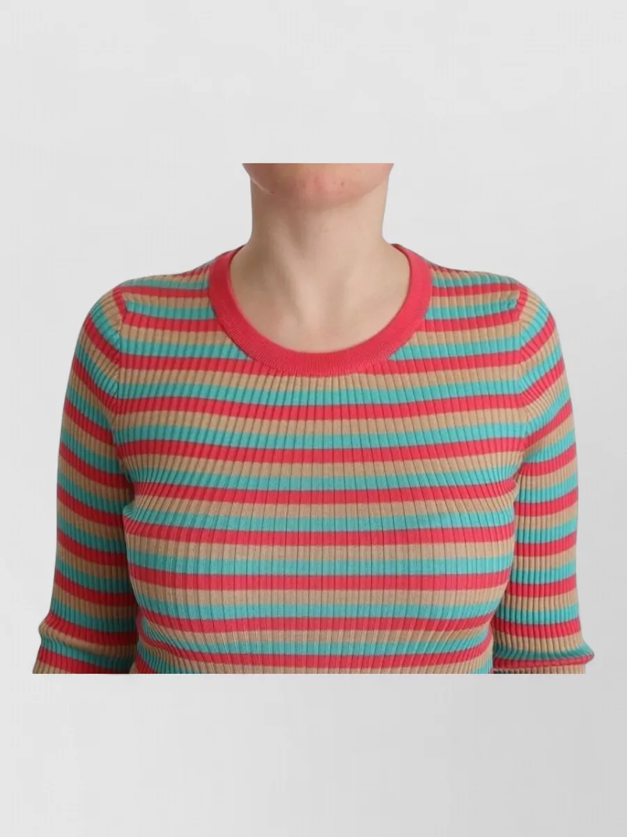 Dolce&Gabbana Silk Ribbed Long-Sleeve Crew-Neck Sweatshirt
