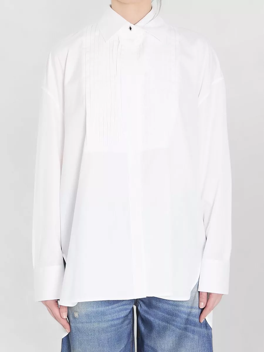 Golden Goose Cotton Poplin Shirt High Low Hem
