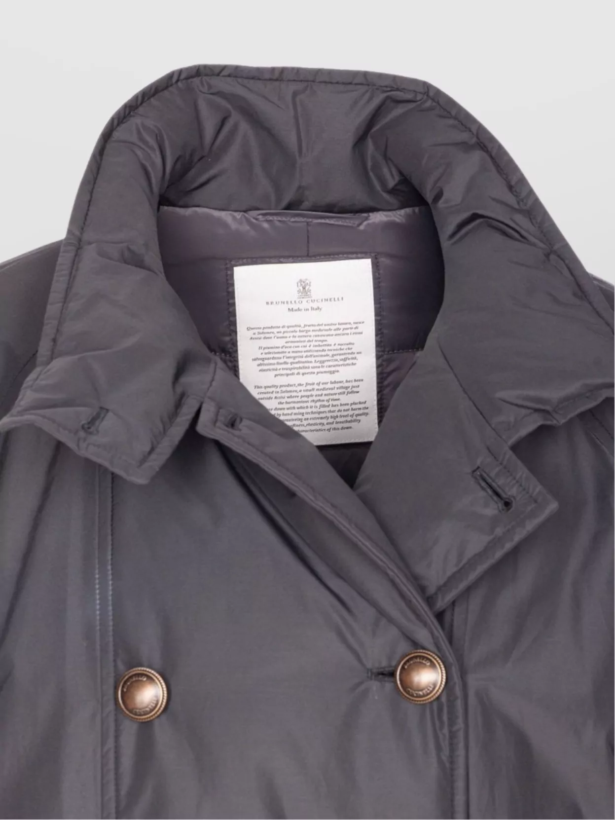 Brunello Cucinelli Double-Breasted High Neck Down Jacket