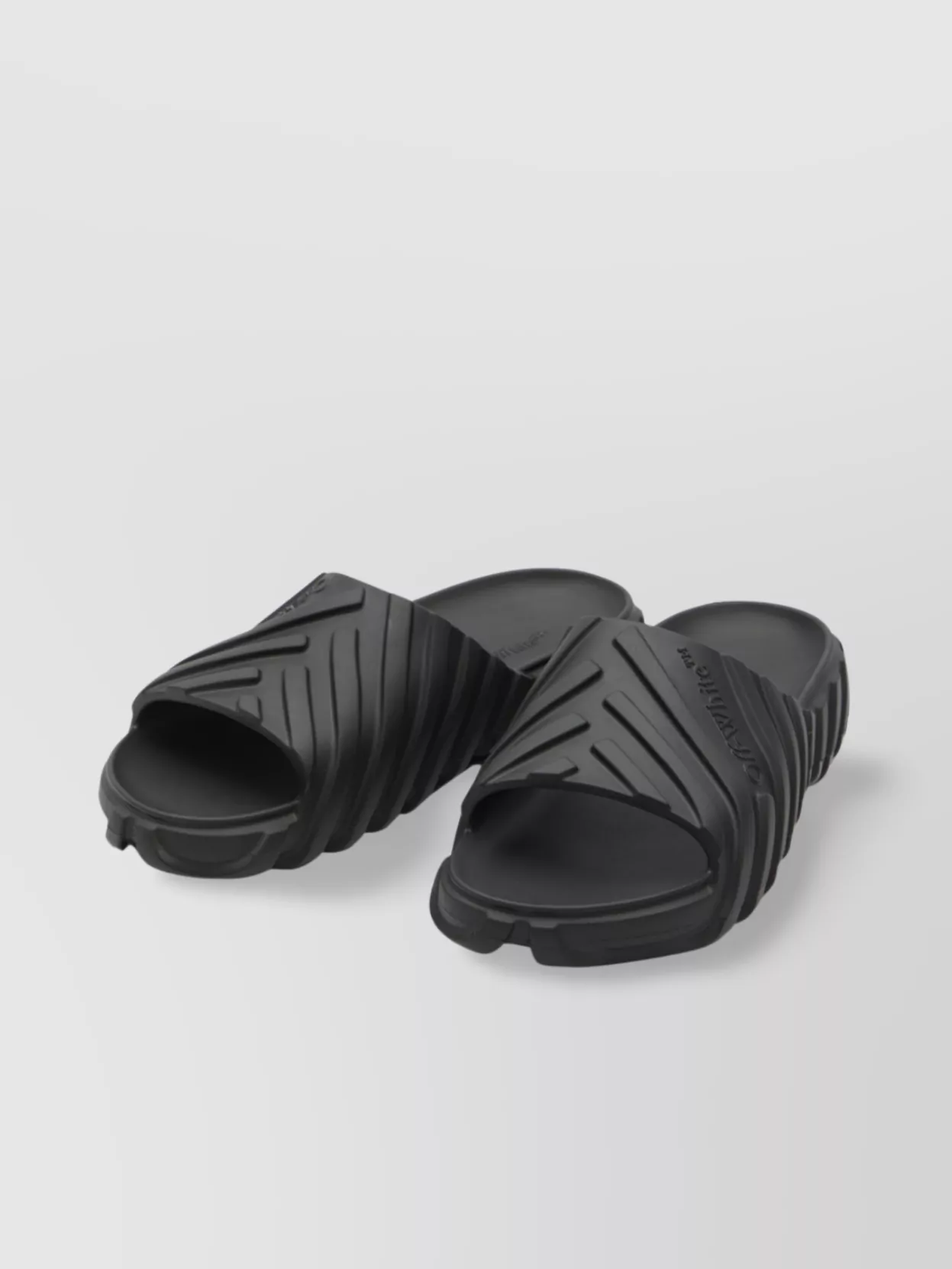 Off-white Exploration Slide Sandals With Embossed Motif In Black