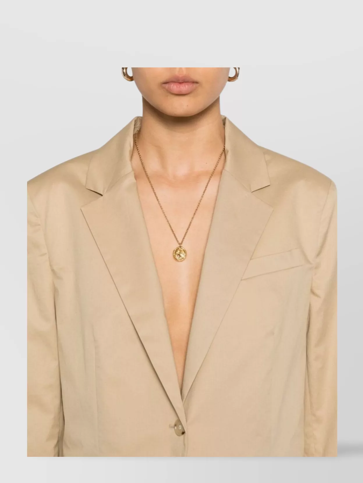 Boss Structured Cotton Blazer With Shoulder Pads