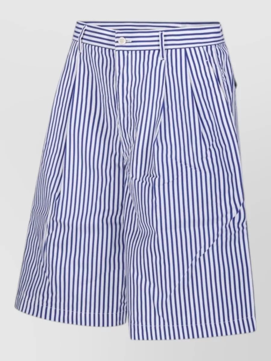 Comme des Garçons striped cotton pleated tailored bermuda shorts