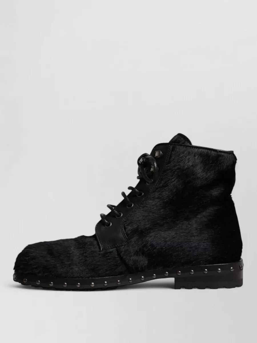 Dolce&Gabbana Calf Leather Studded Lace-Up Ankle Boots