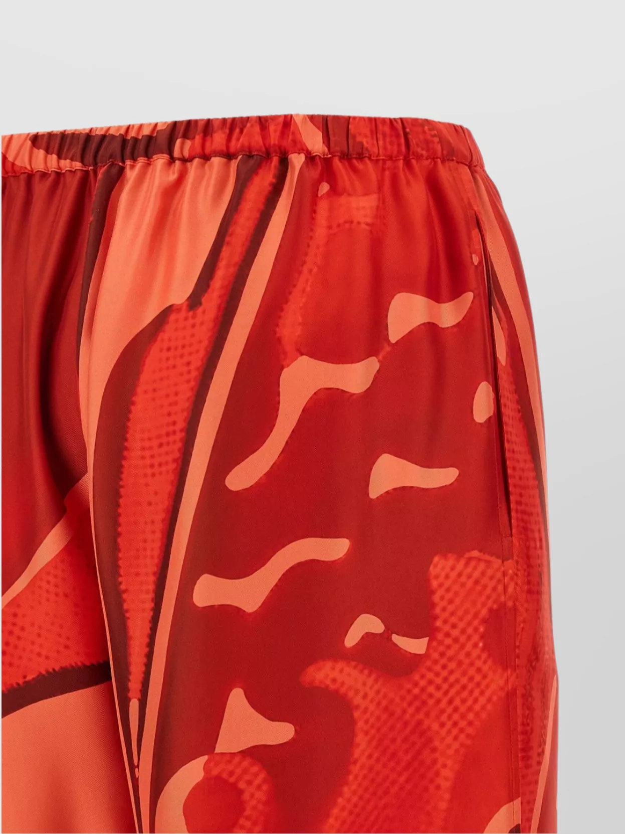 Ferragamo Printed Silk Palazzo Trousers With Elastic Waistband