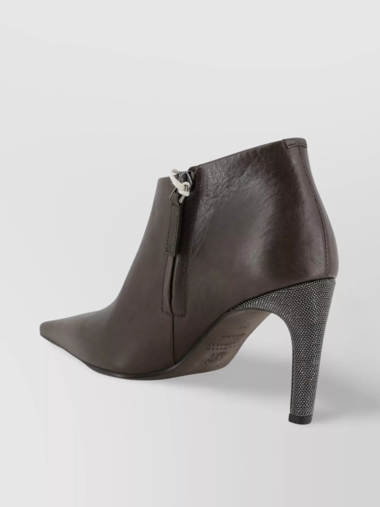 Brunello Cucinelli Glittery Heels Calf Leather Ankle Boots
