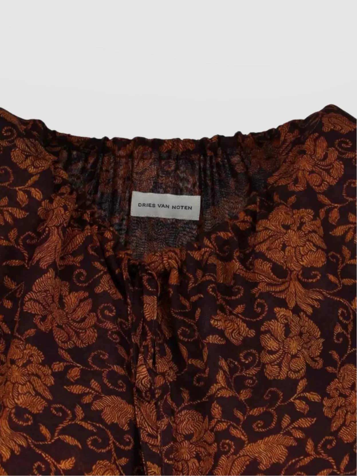 Dries Van Noten Sheer Floral Tie Long Sleeve Top
