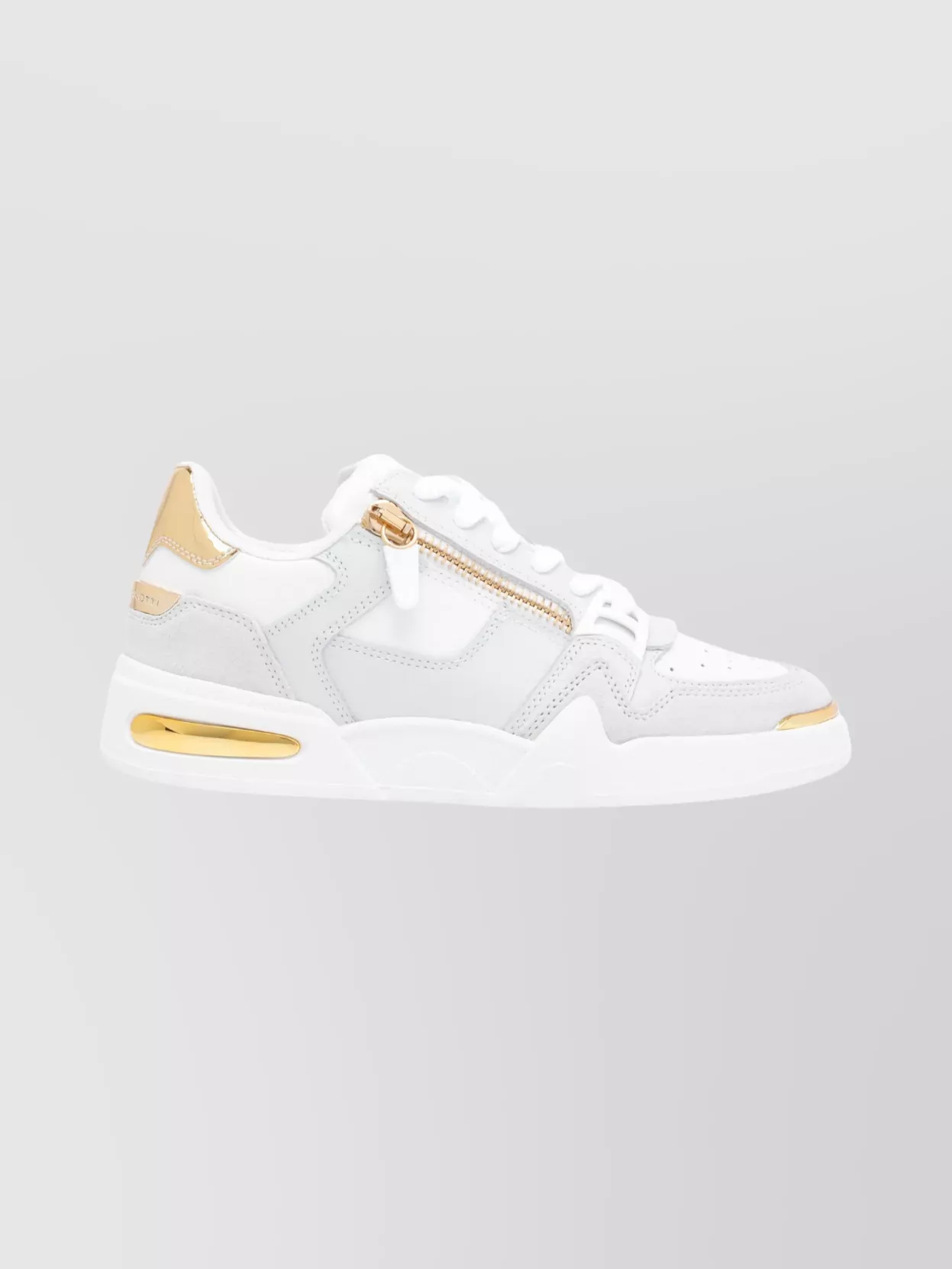 Giuseppe Zanotti Round Toe Leather Sneakers Featuring Gold Accents
