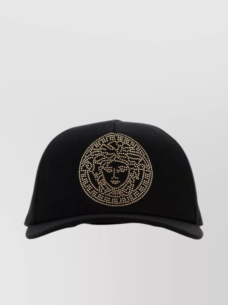 VERSACE CURVED COTTON BASEBALL CAP WITH ICONIC MEDUSA PATCH