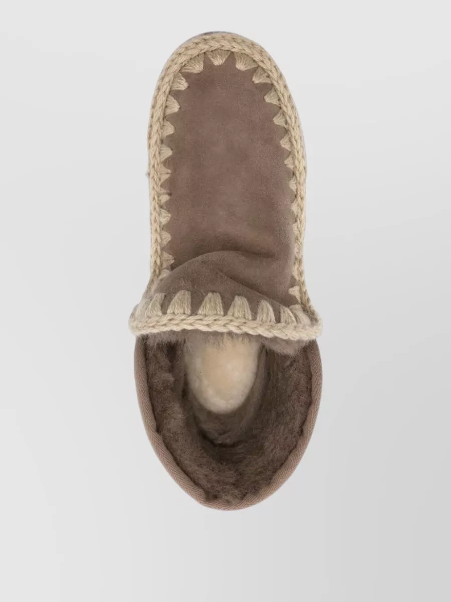 Mou Shearling Platform Ankle Boots