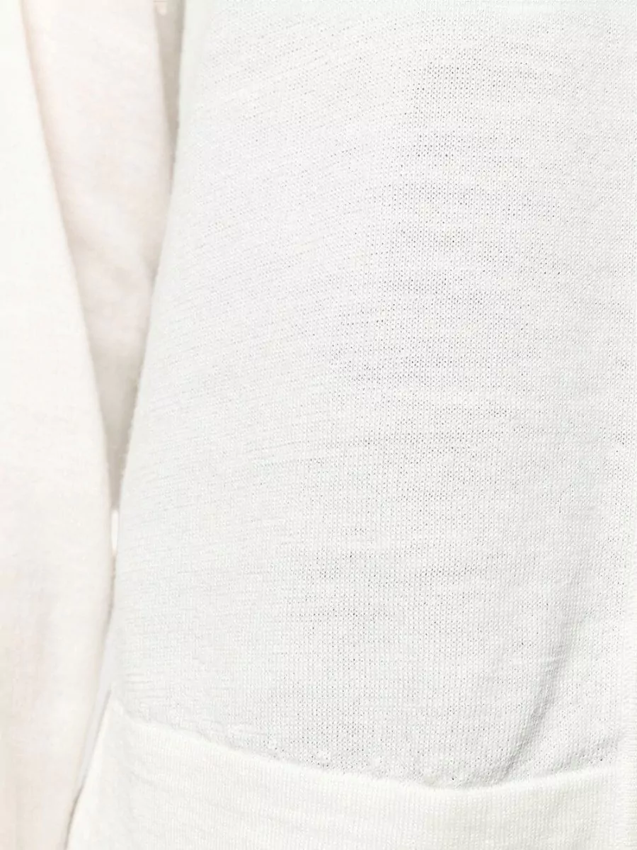 La Rose Merino Wool Fine-Knit Round-Neck Long-Sleeve Cardigan