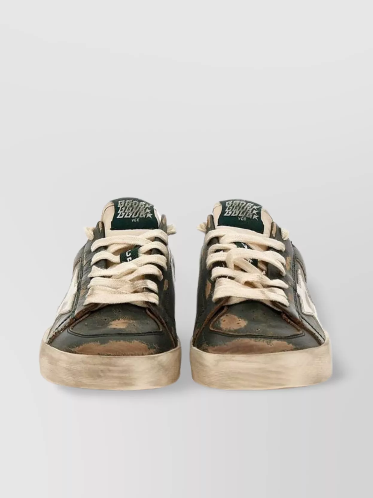 Shop Golden Goose Worn Leather Star Sneakers