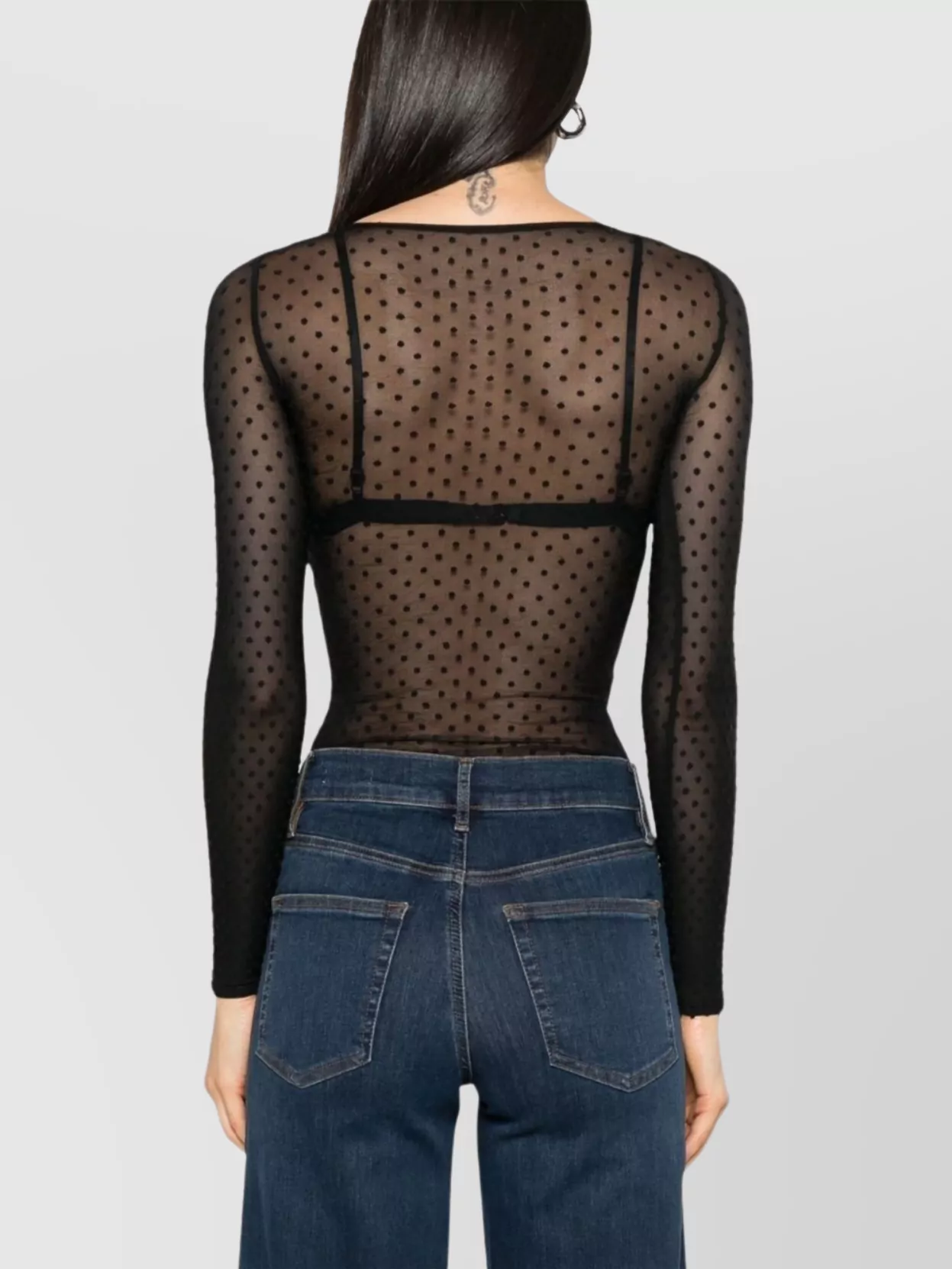 Wolford Sheer Polka Dot Boat Neck Bodysuit