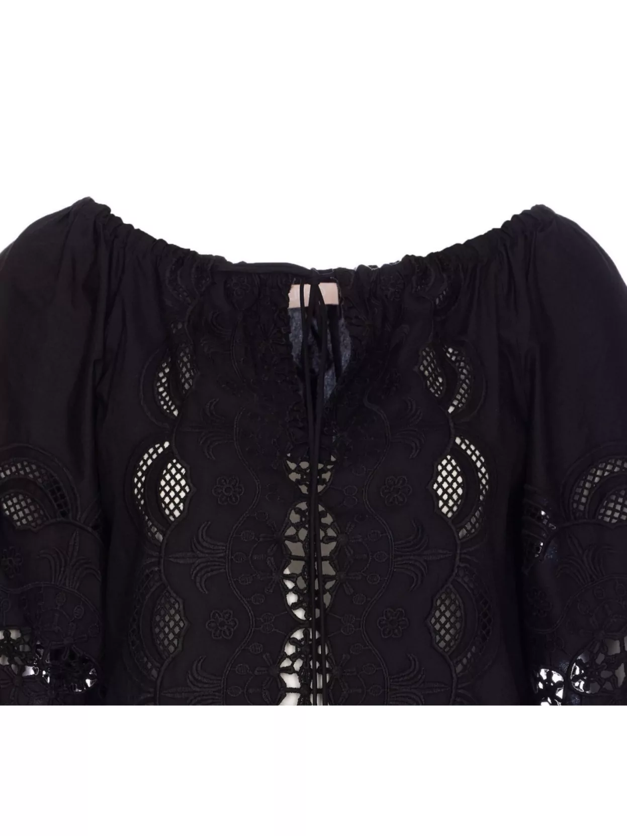 Liu •jo Liu Jo Blouse With Perforated Embroidery And Balloon Sleeves In Black
