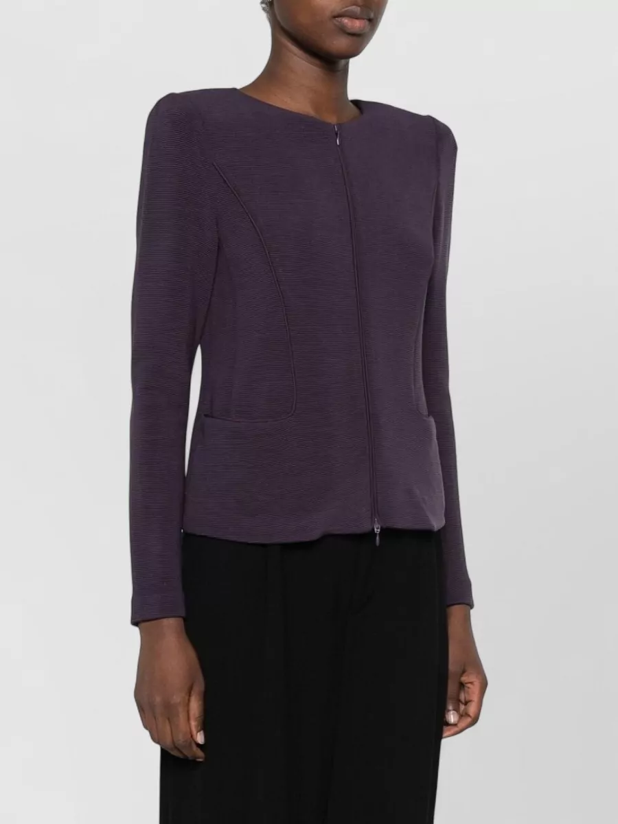 Emporio Armani Ribbed Slim-Fit Zip-Up Jacket