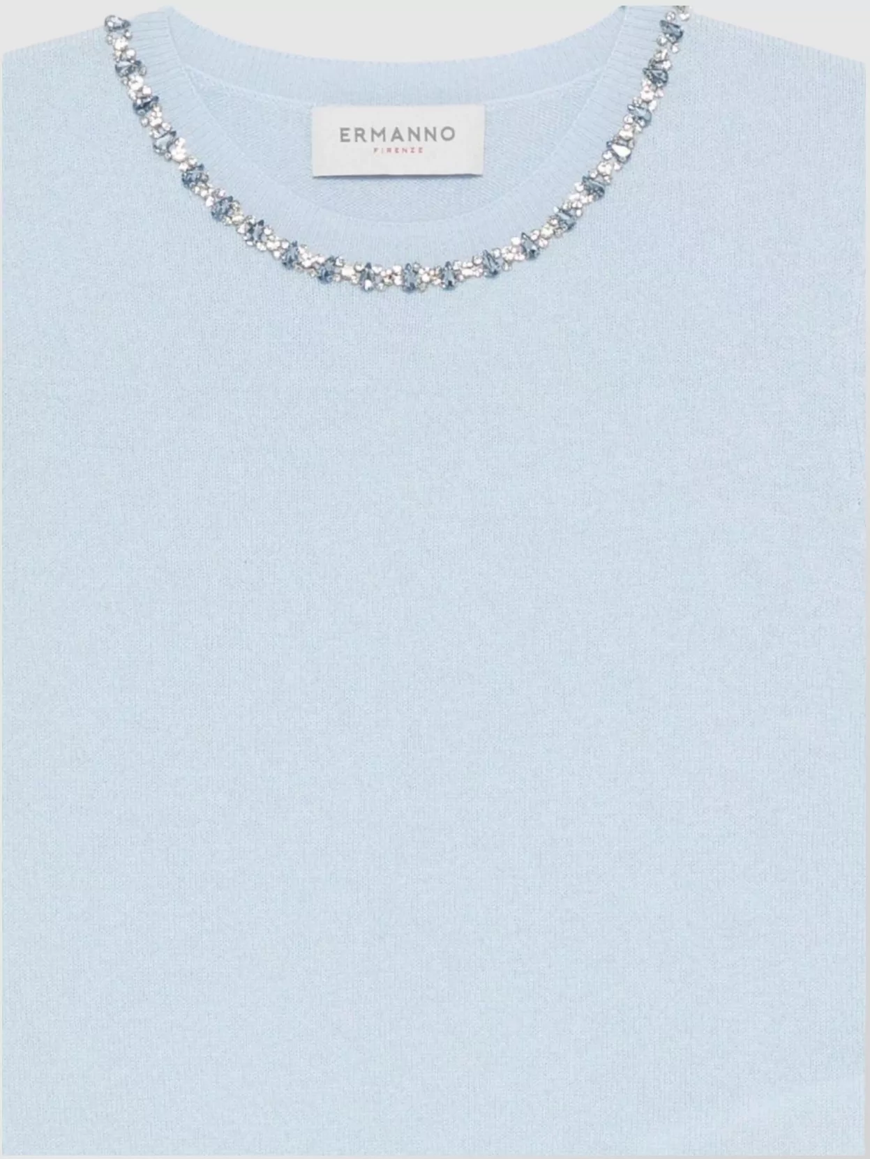 Ermanno Firenze Knitwear With Embellished Neckline And Short Sleeves