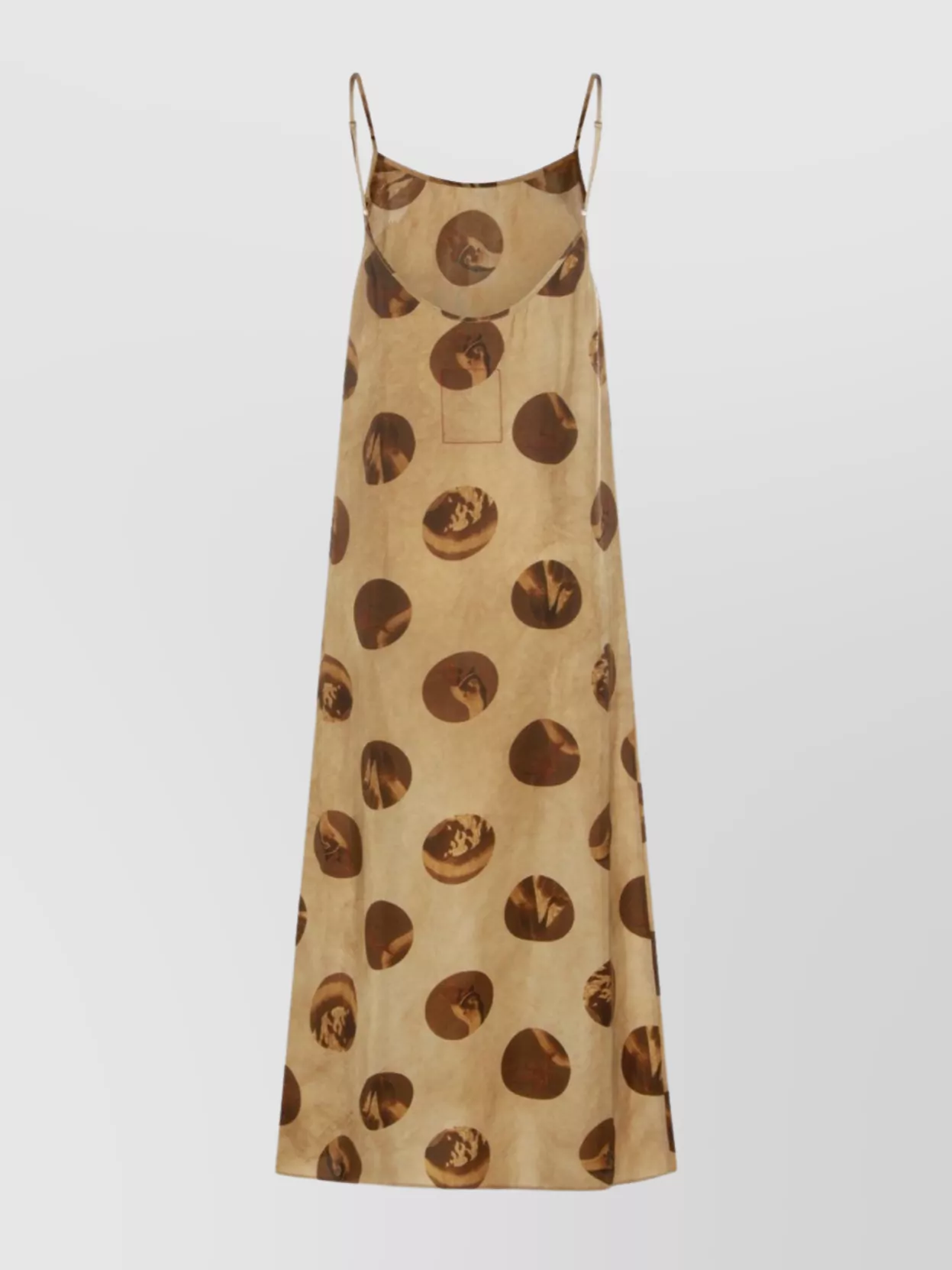 Uma Wang Anaya Brown Sleeveless Dress With Round Neck And All-over Motif In Viscose Blend Woman In Neutral