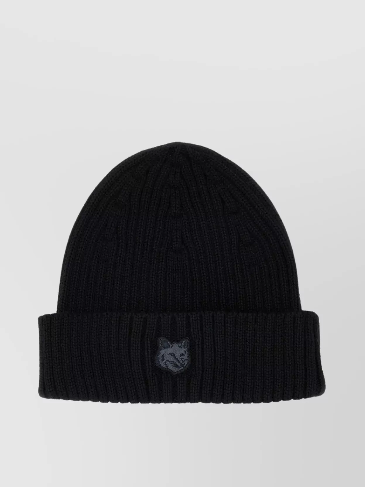 Maison Kitsuné Foldable Ribbed Knit Wool Beanie Hat
