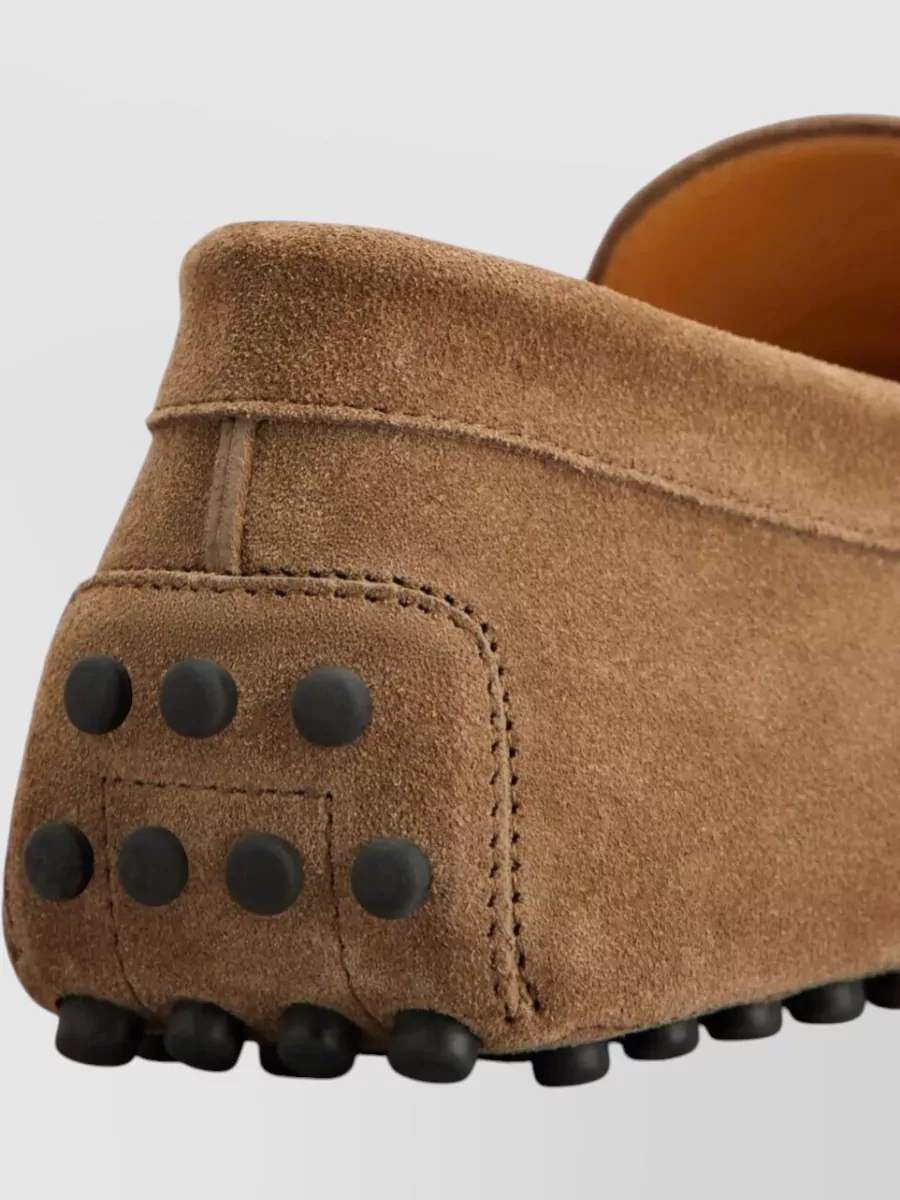 Tod's Suede Gommino Loafers Lace Detail Bow